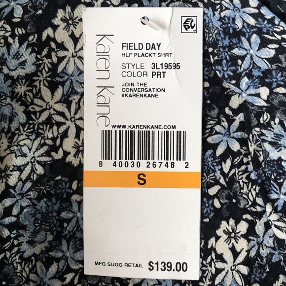 Karen Kane Floral Print Long Sleeve Blouse Pullover V Neck Shirt Small NWT - Picture 12 of 13